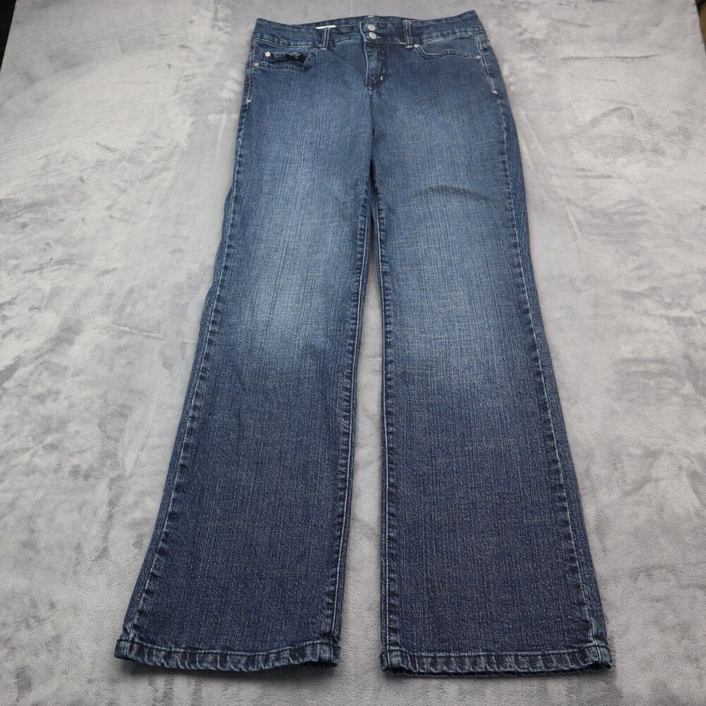 Anne Klein Pants Womens 8 Blue Bootcut Mid Rise Button Zip Dark Wash Denim Jeans